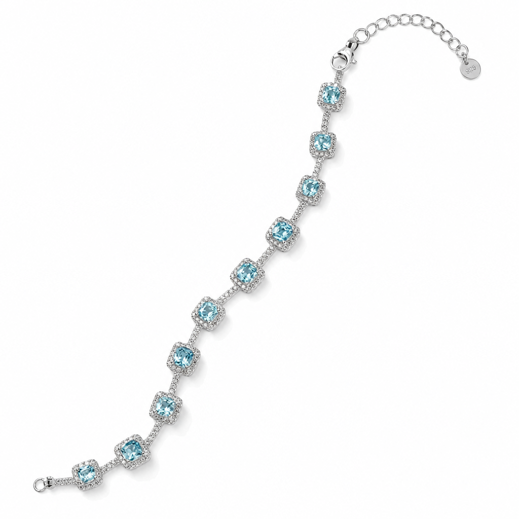 Created Aq White Wz Cushion Cut Bracelet — studio