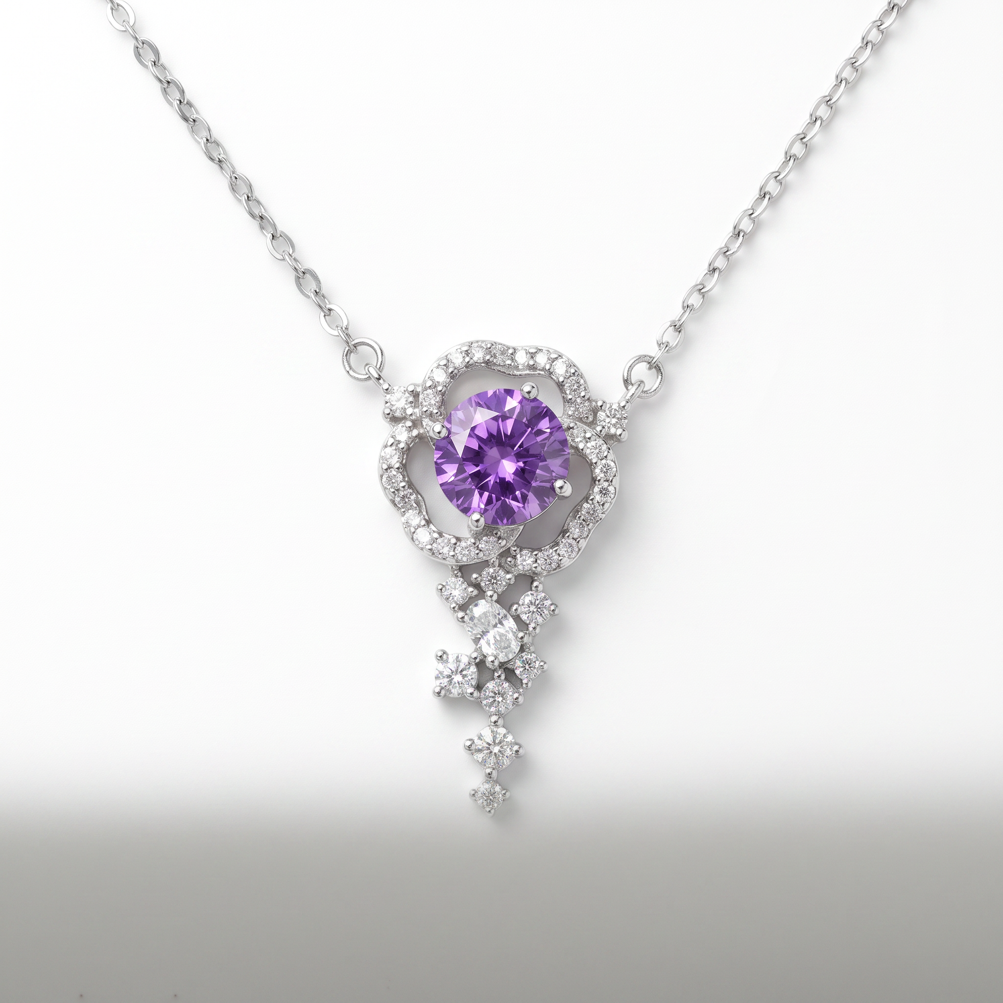 Created Am White Wz Round Cut Necklace — studio
