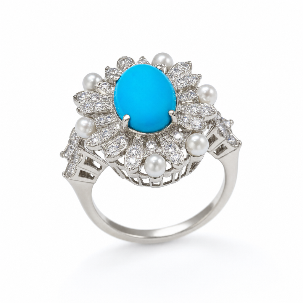 Gold Tu White Wz Oval & Marquise Cut Ring 8 — studio