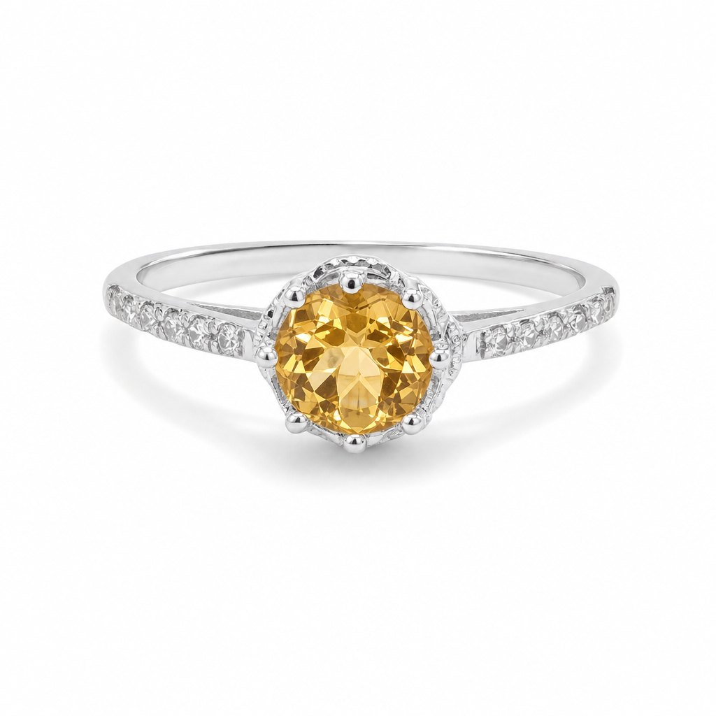 Created Citrine White Zircon Princess Cut Ring 9 — studio