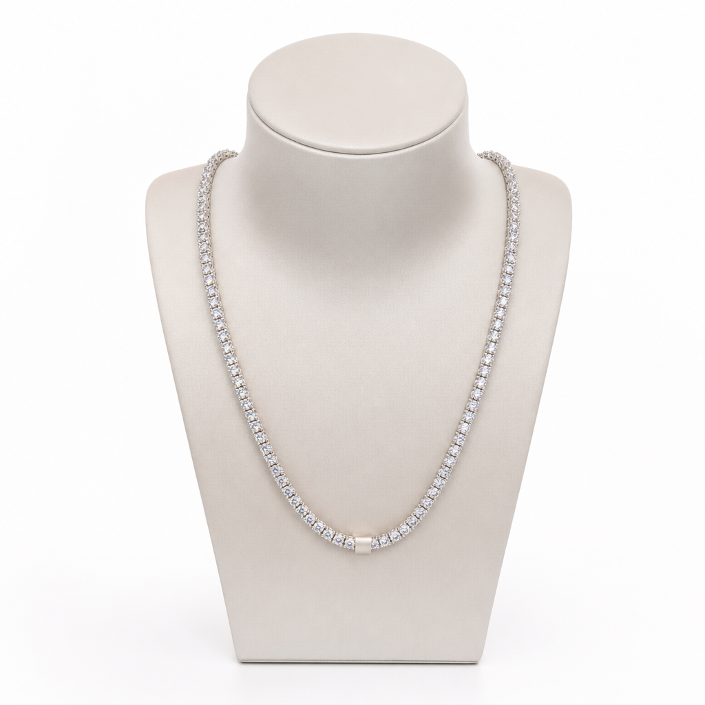 Gold Wz Tennis 3 Mm Round Cut Necklace 18 Inch — studio