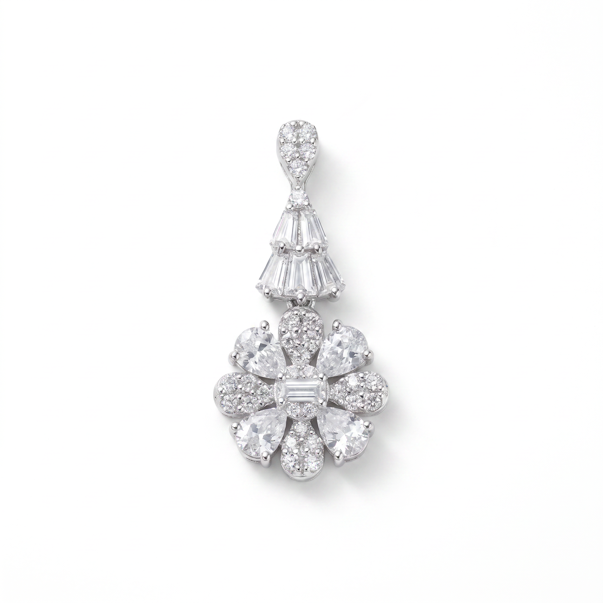 Gold Wz White Baguette Flower Earring — studio