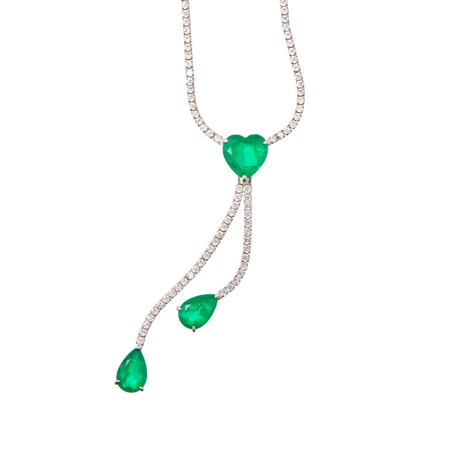 Emerald Heart & Pear Pendant