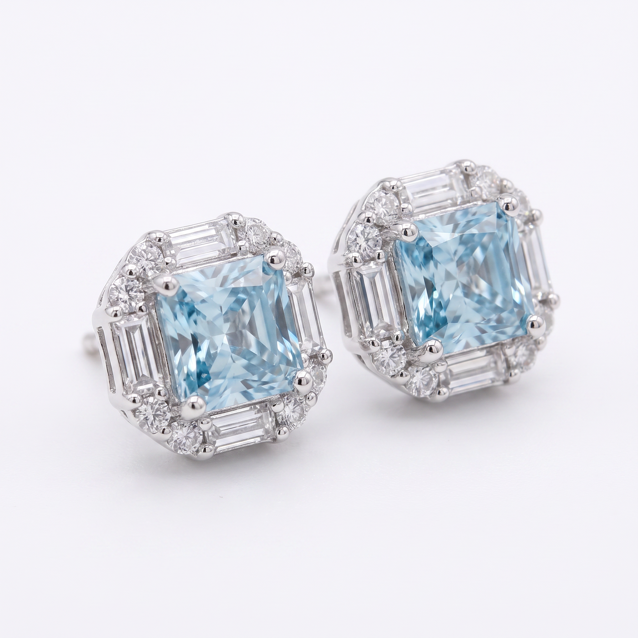 Gold Moissanite White Created Aq Princess Cut Earring — studio