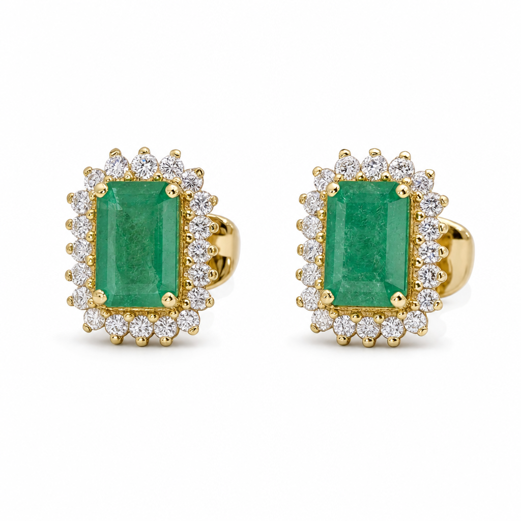 Gold Em White Wz Emerald Cut Earring — studio