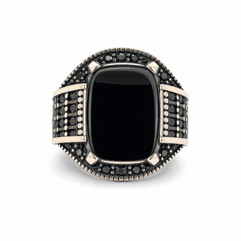 Gold Ag White Garnet Oval Cut Mans Ring 11 — studio