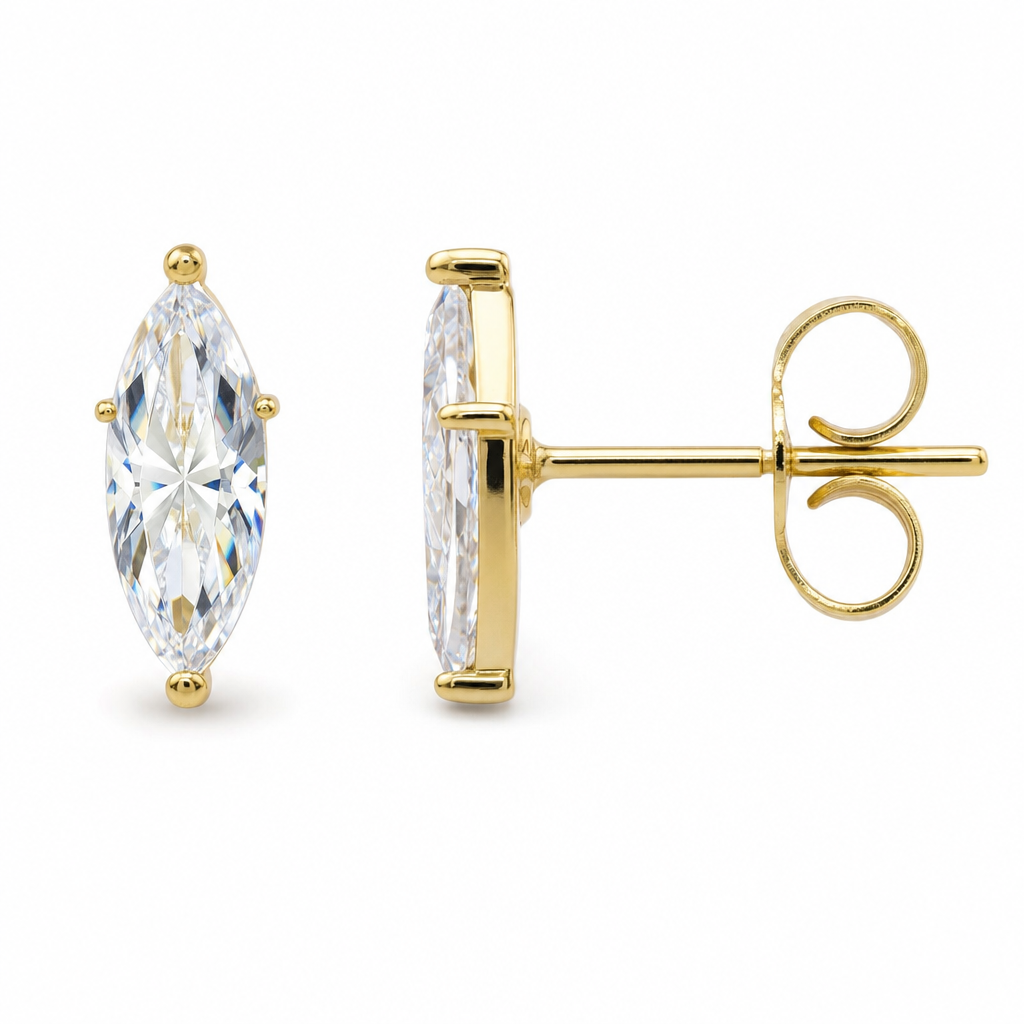 Gold Wz Marquise Cut Studs Earring — studio