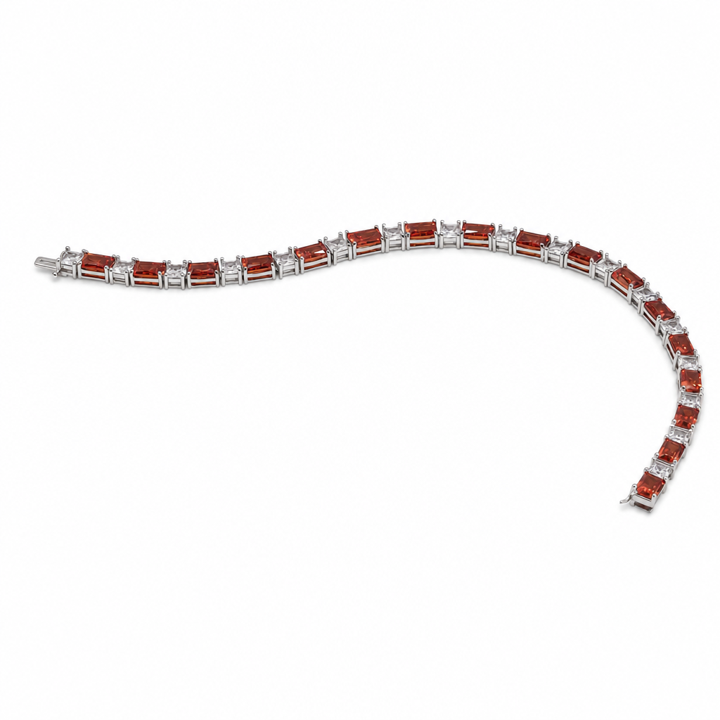 Created Garnet White Wz Emerald & Princess Cut Bracelet — studio