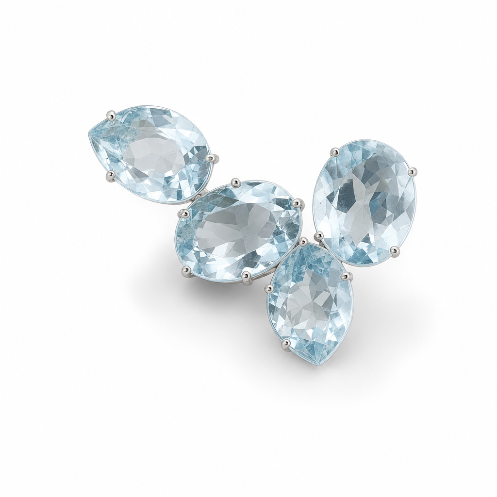 Gold Aq White Wz Round Cut Ring 7 — studio