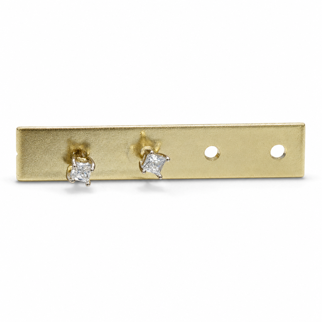 Gold Wz Princess Cut Studs Earring — studio
