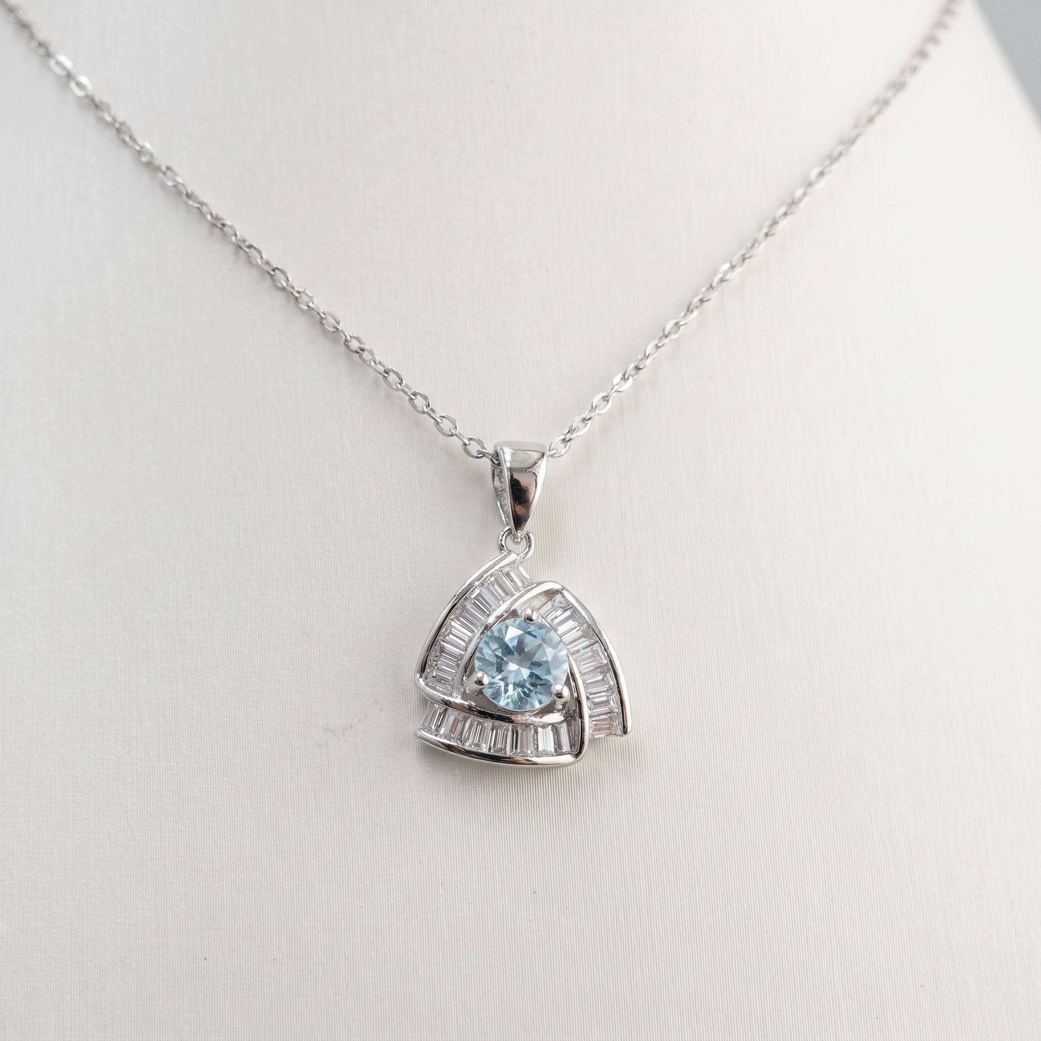 Created Aq White Baguette Round Cut Necklace — studio