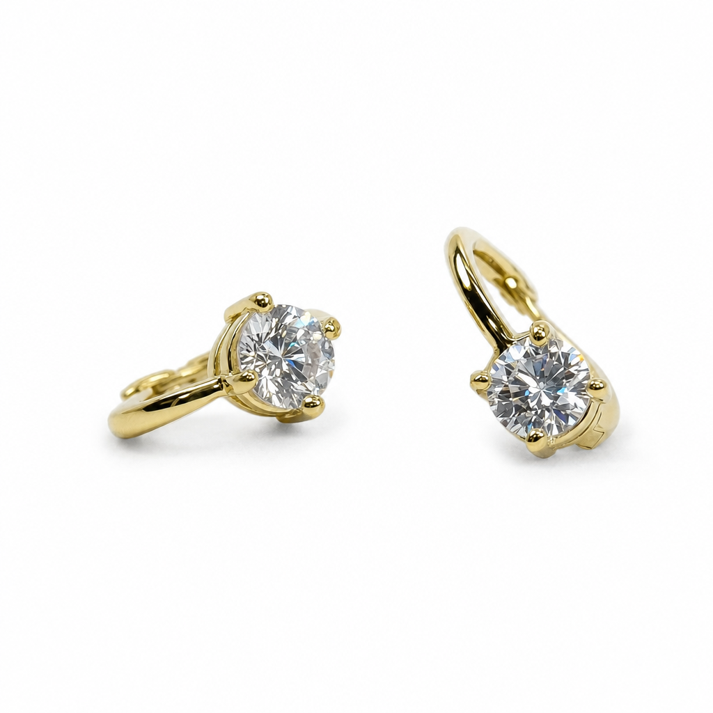 Gold Moissanite 6 Mm 1 6 Created Round Cut Hoop Earring Silver — studio