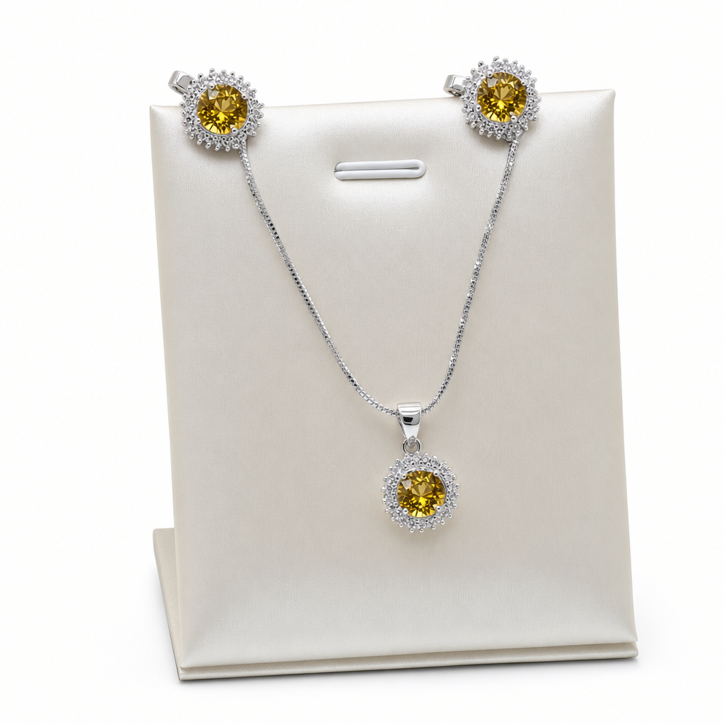 Gold Yt White Wz Cushion Cut Pendant — studio
