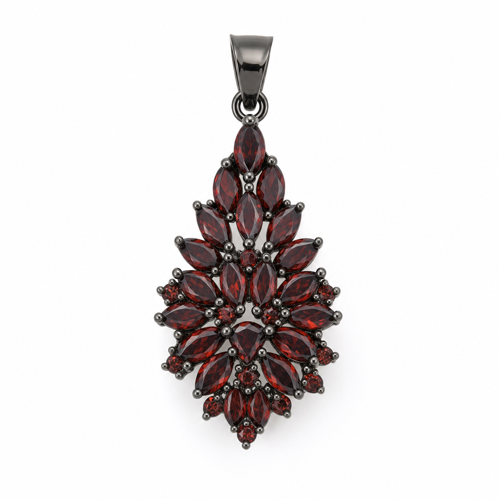 Gold Garnet Multi Marquise Cut Pendant — studio
