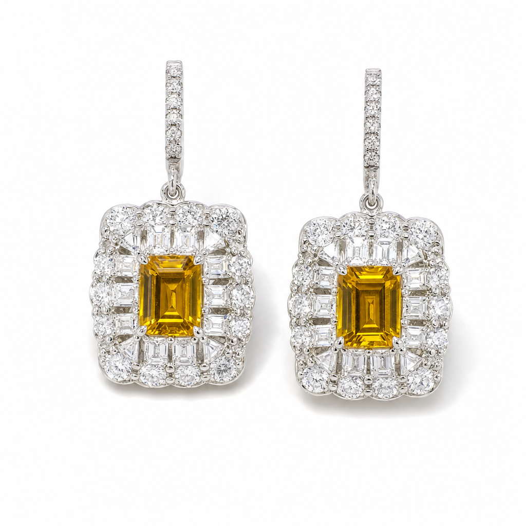 Gold Ci White Pe Emerald Cut Earring — studio