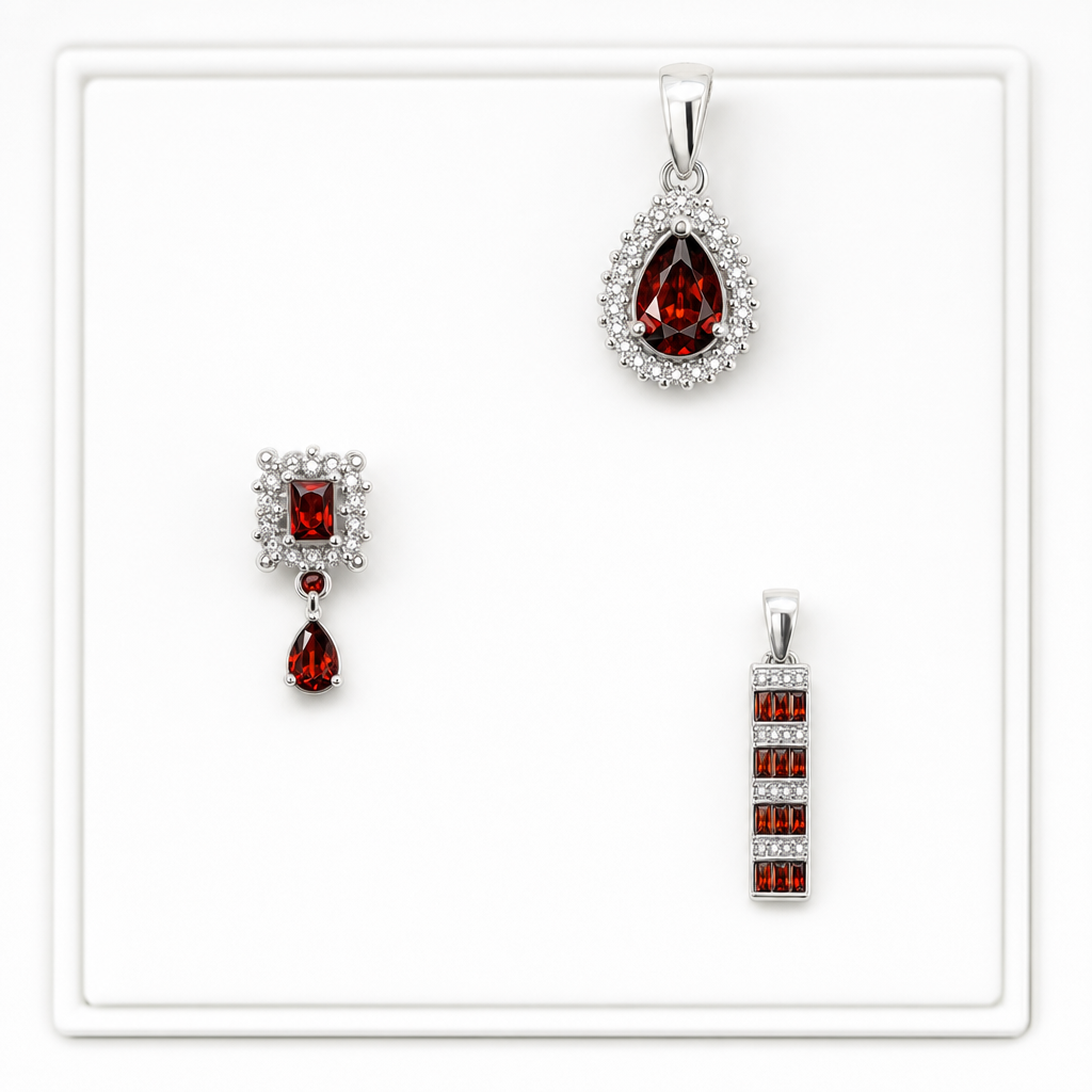 Created Garnet White Wz Baguette Cut Pendant — studio