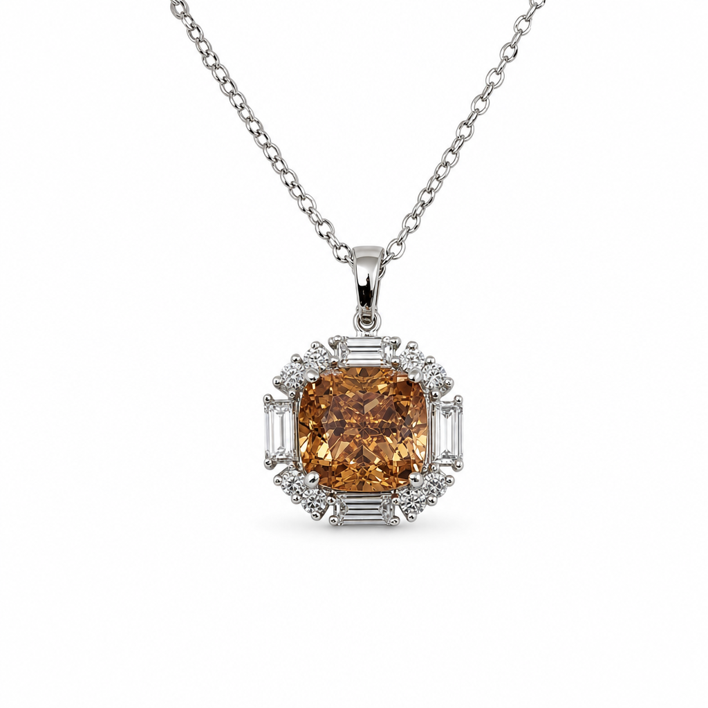 Gold Yellow Topaz White Al White Zircon Pear Cut Pendant — studio
