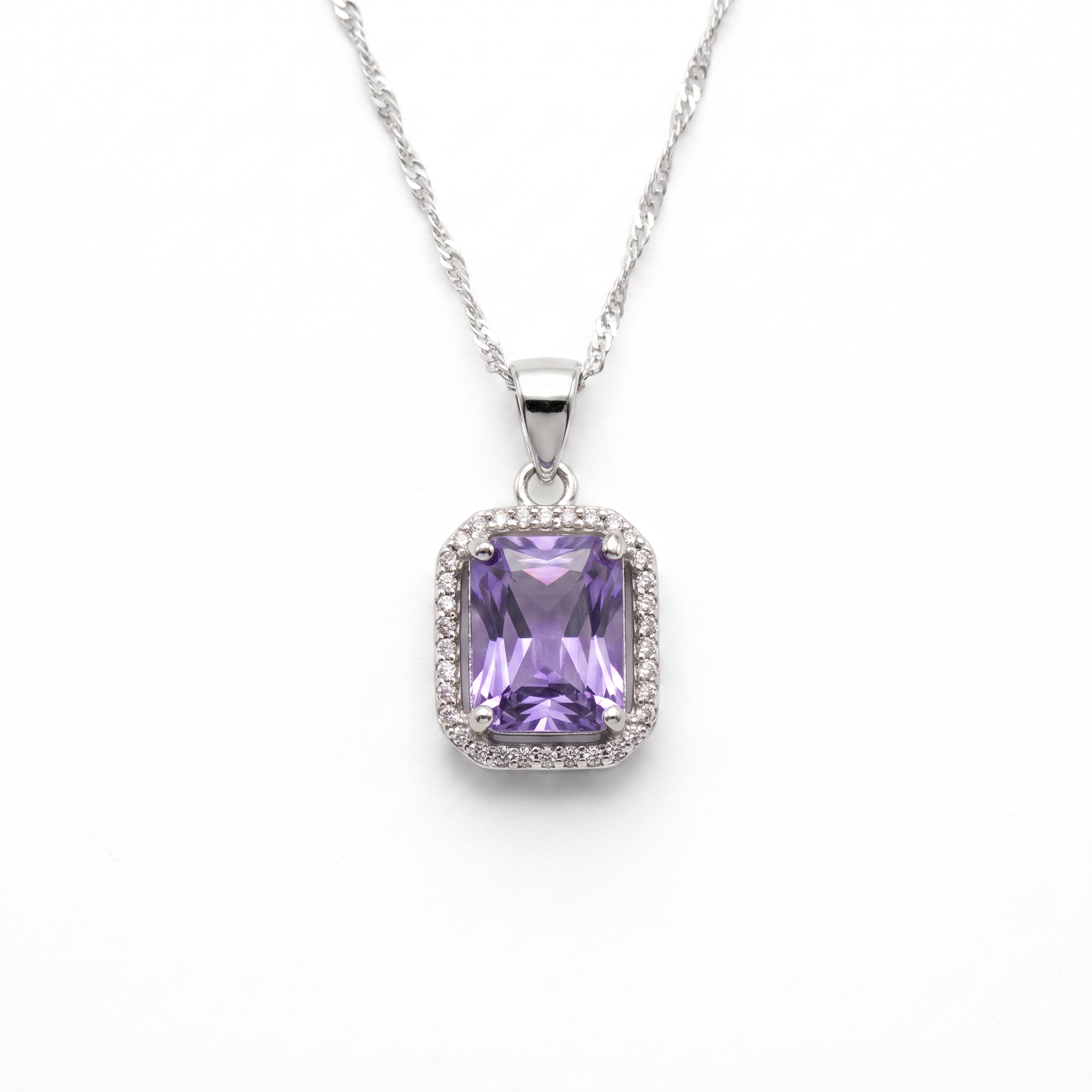 Created Am White Wz Emerald Cut Pendant — studio