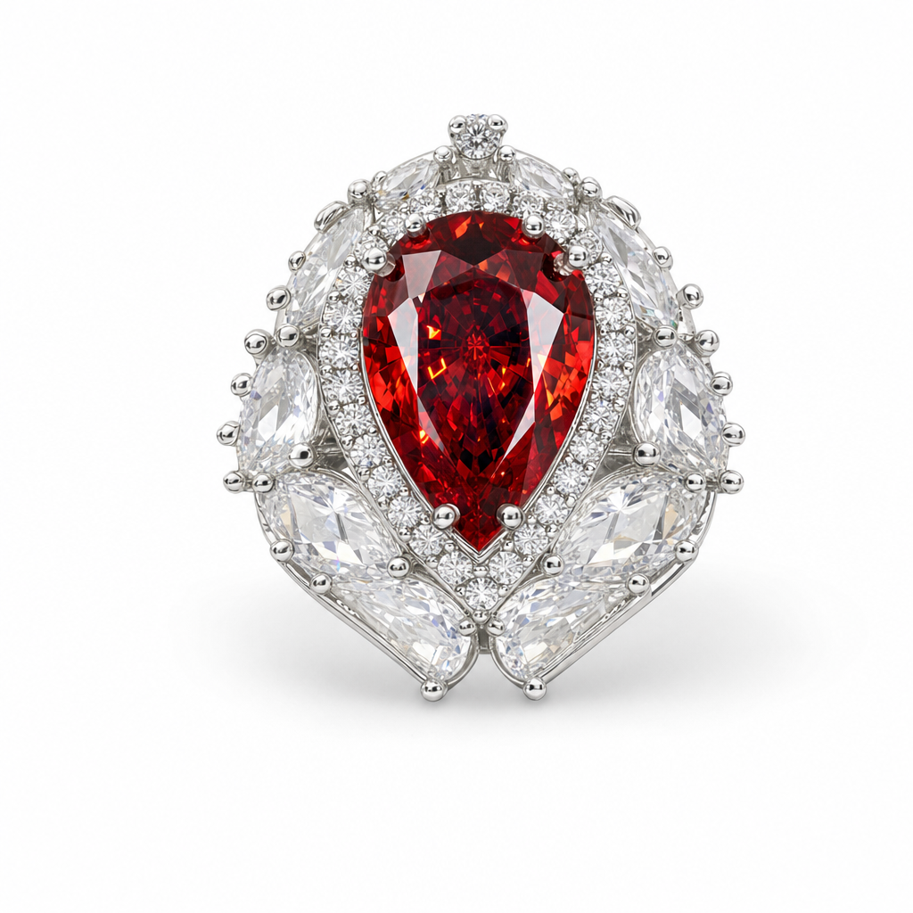 Gold Moissanite White Created Garnet Princess Cut Ring 8 — studio