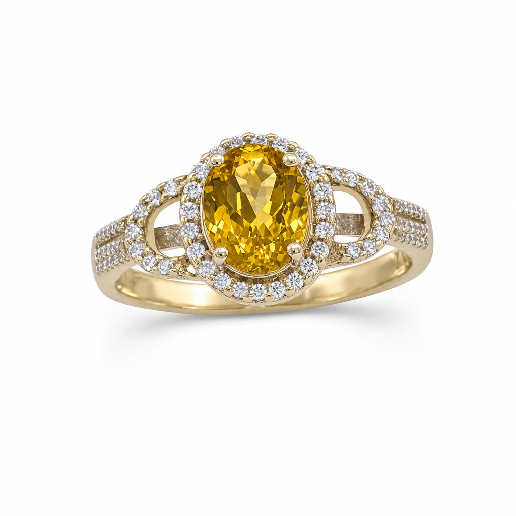 Gold Yt White Wz Oval Cut Ring 8 — studio
