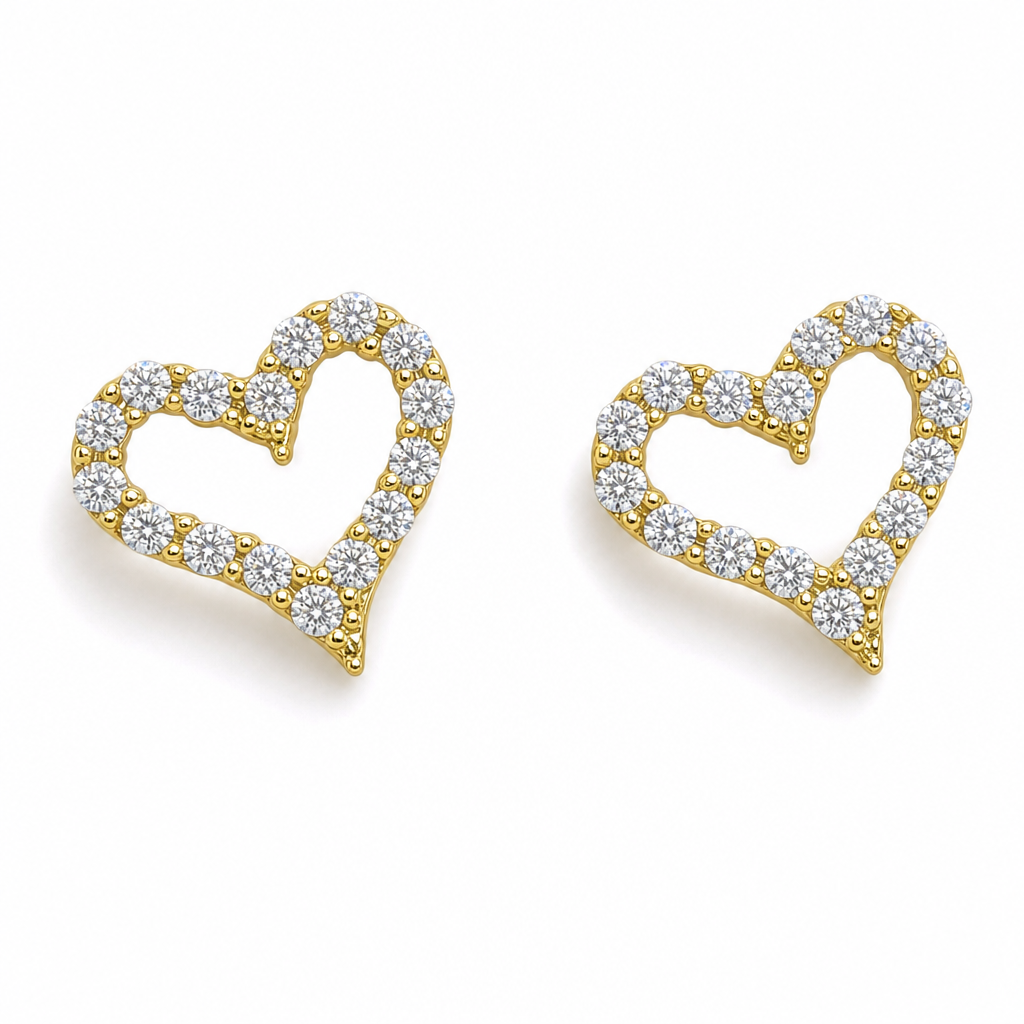 Gold Moissanite 1 Created Round Cut Heart Earring Gold Color — studio
