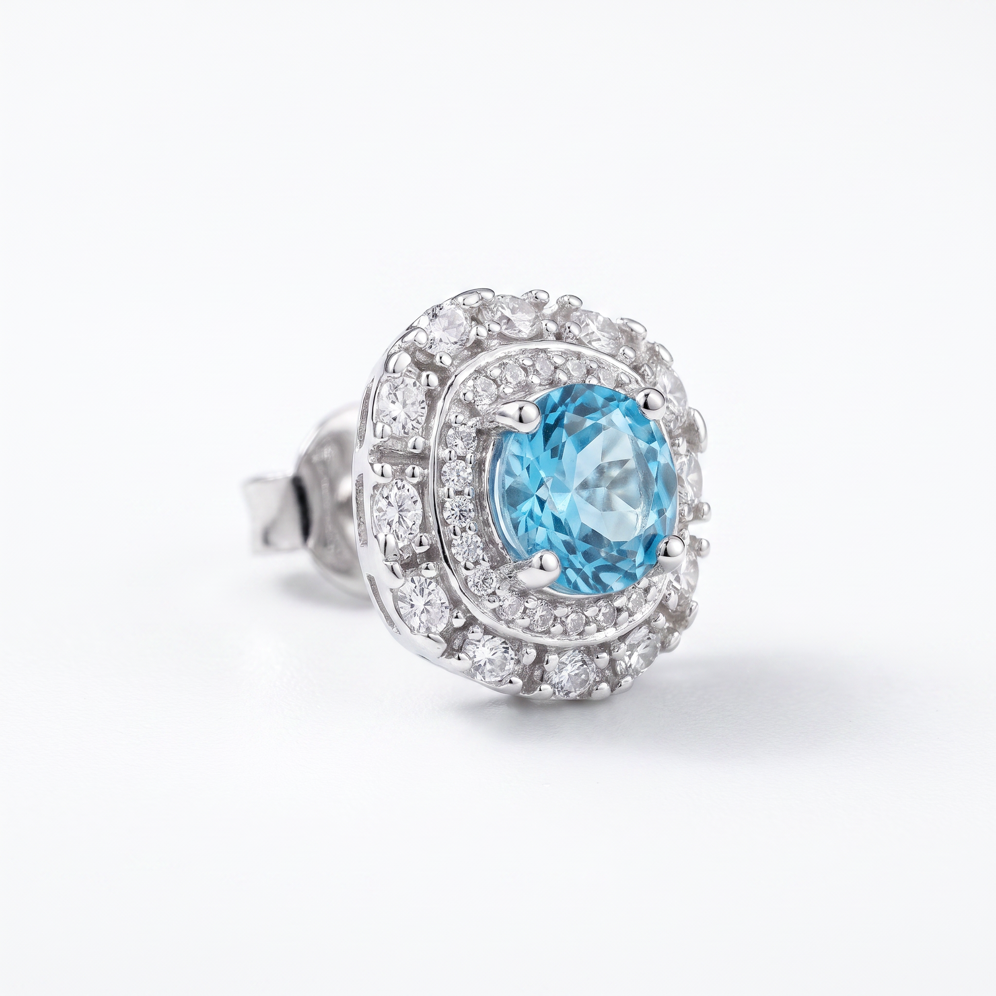 Gold Moissanite White Created Aq Round Cut Earring — studio