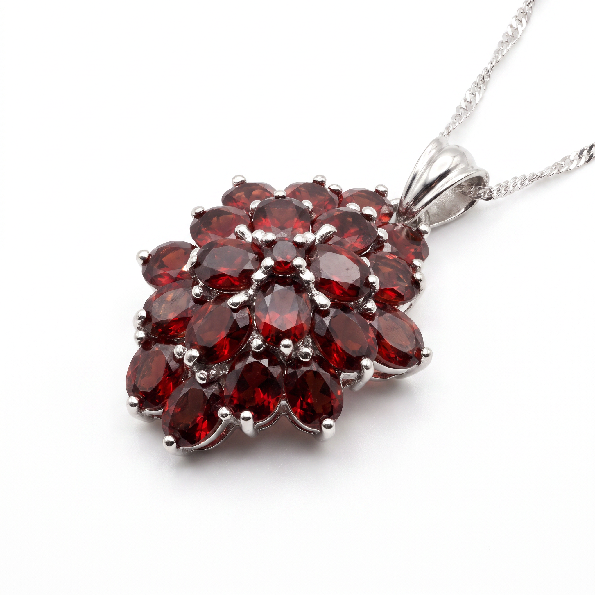 Gold Moissanite White Created Garnet Cushion Cut Pendant — studio