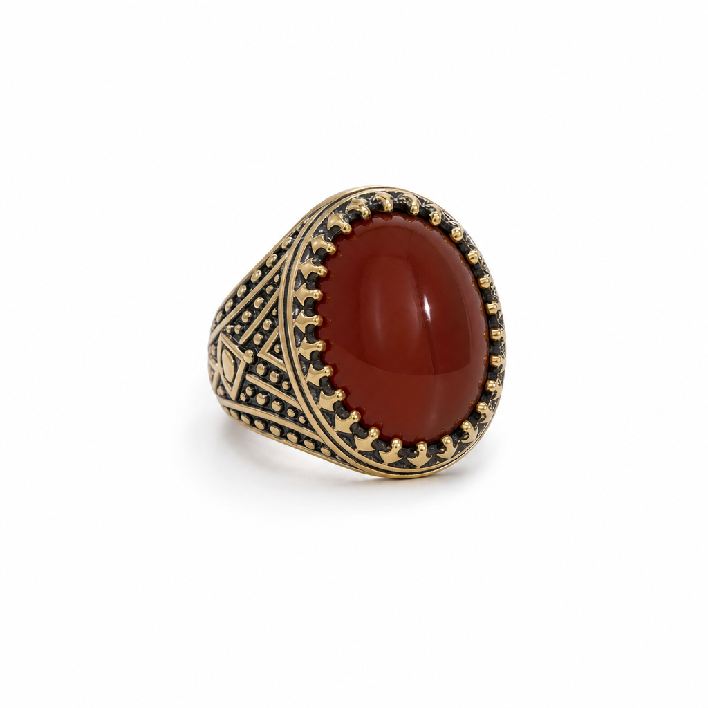 Gold Ag White Garnet Oval Cut Mans Ring 10 — studio