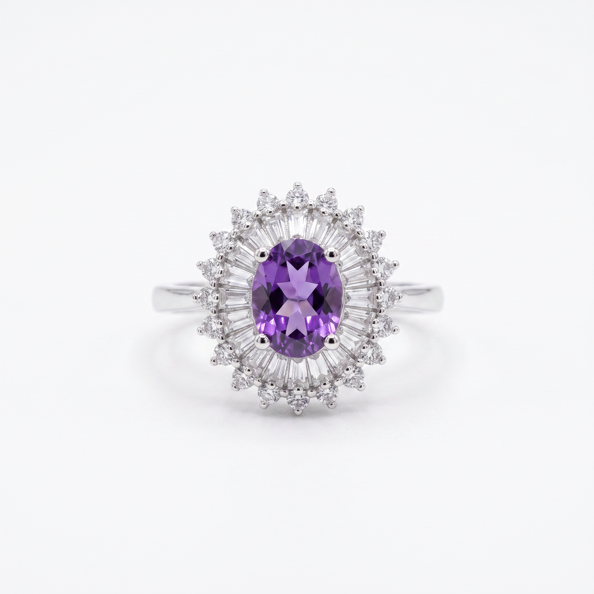 Gold Am White Baguette Oval Cut Ring 8 — studio