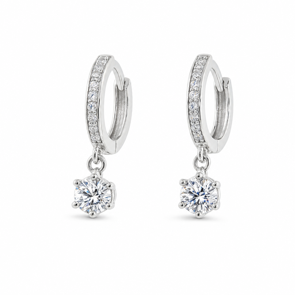 Gold Moissanite 5 Mm 1 Created Round Cut Hoop Earring Silver — studio