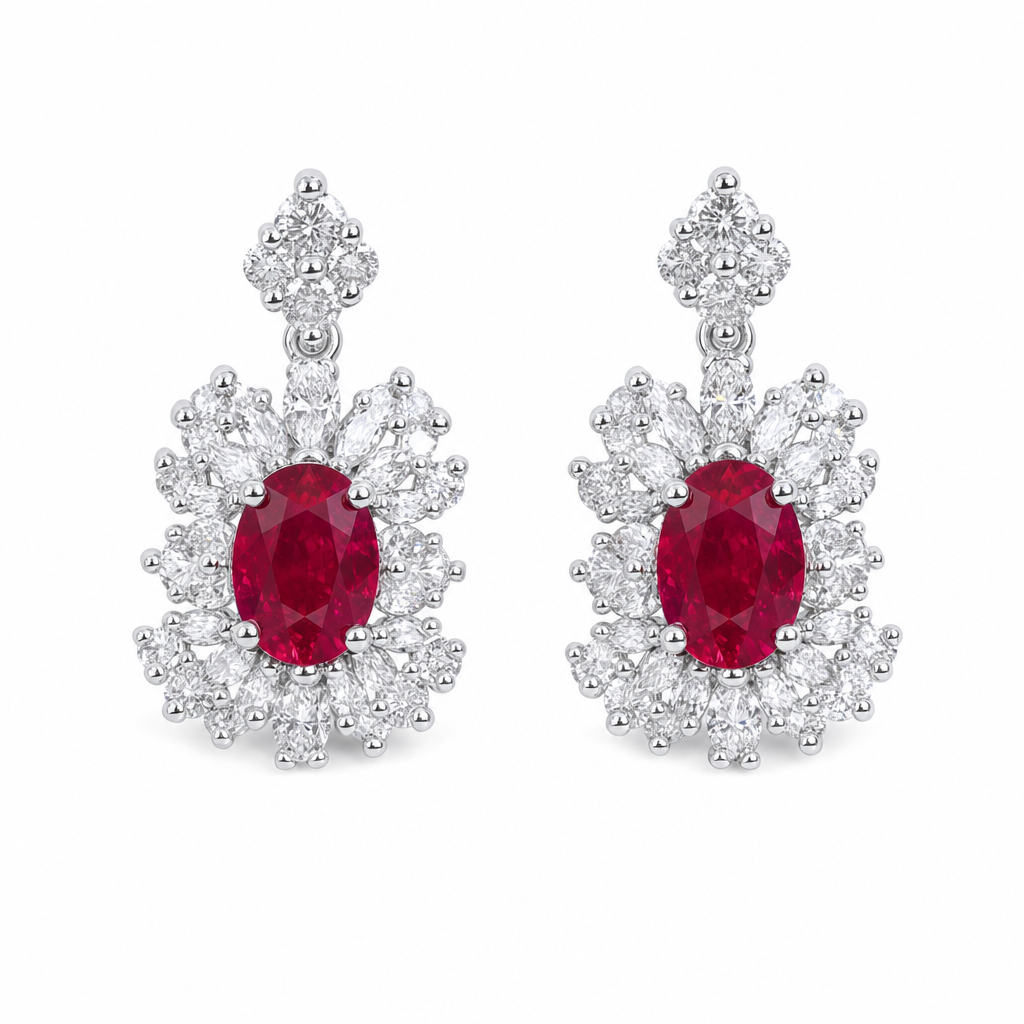 Created Ru White Wz Oval Cut Flower Earring — studio