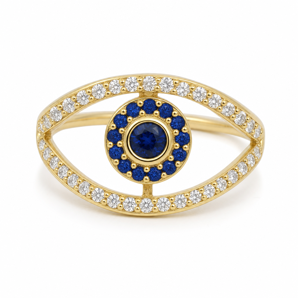Gold Wz Eye Round Cut Ring 6 — studio