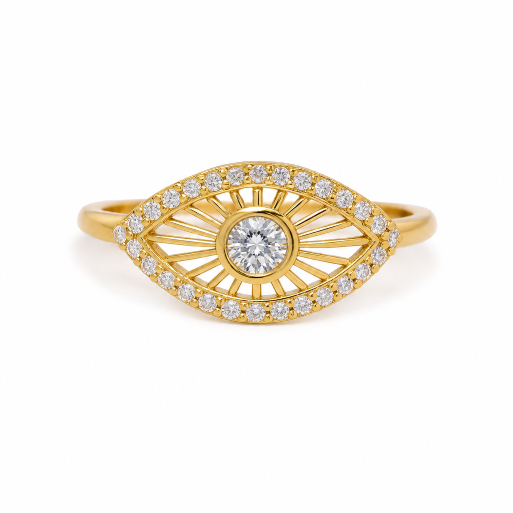 Gold Wz Eye Round Cut Ring 7 — studio