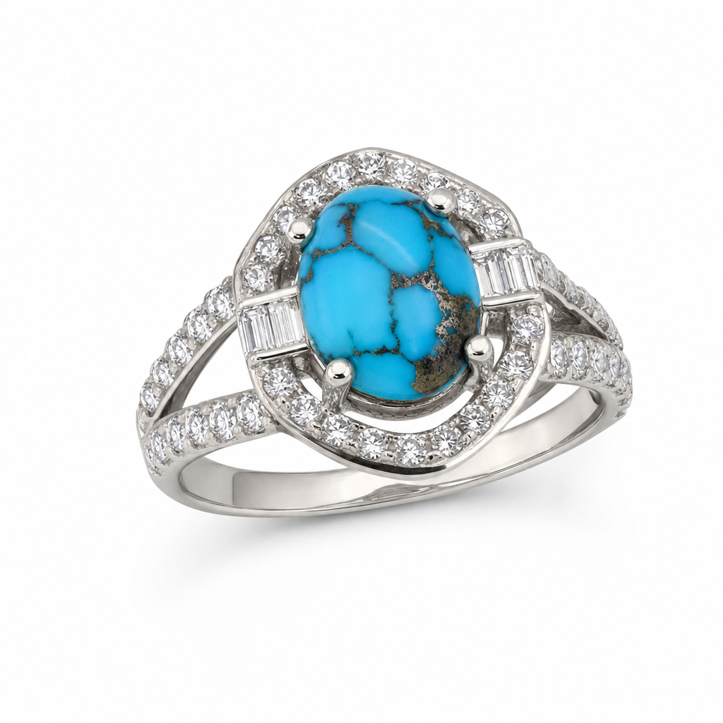 Gold Tu White Baguette Oval Cut Ring 7 — studio