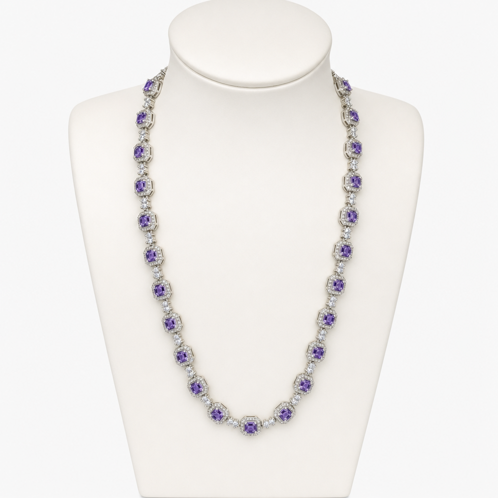 Created Am White Wz Emerald Cut Necklace — studio