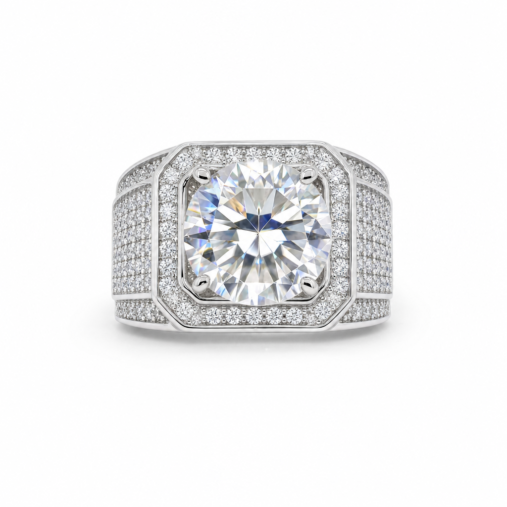 Gold Moissanite 5ct Round Cut Ring 11 — studio