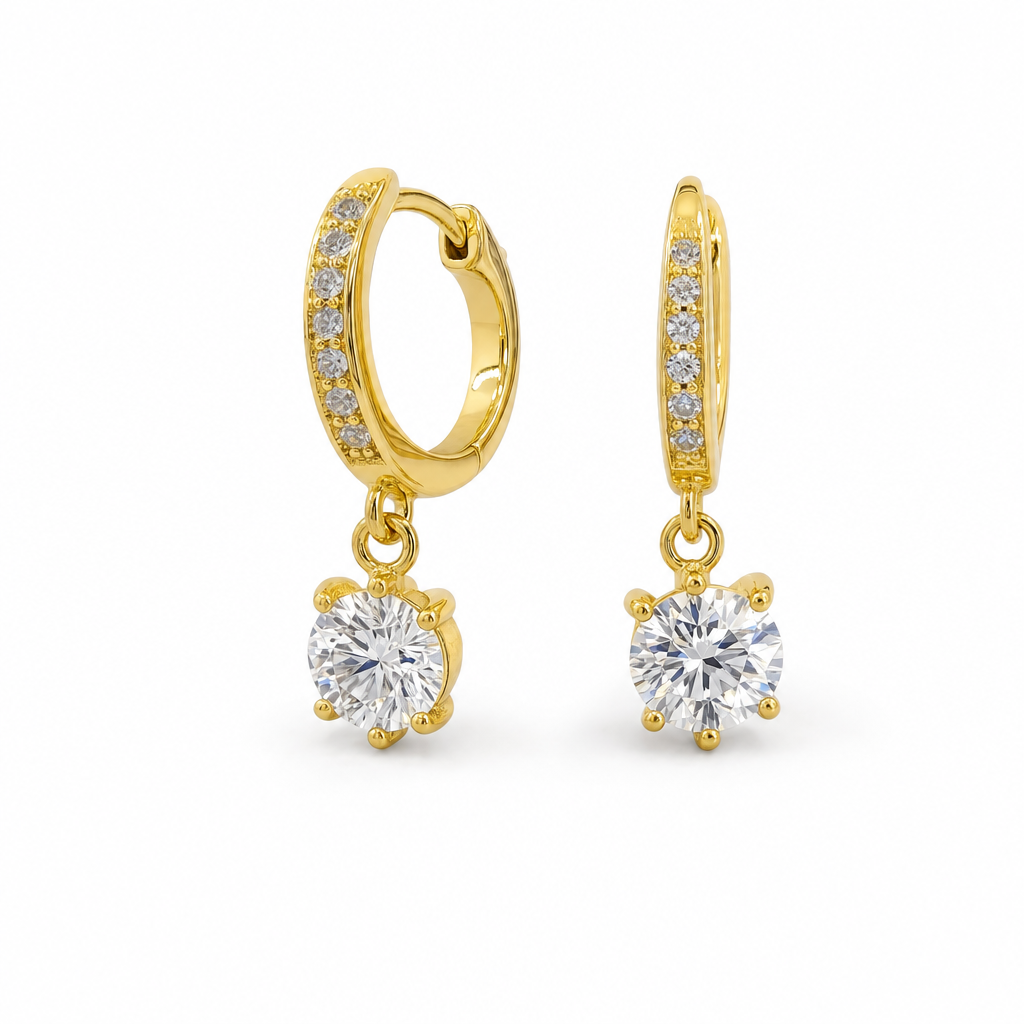 Gold Moissanite 5 Mm 1 Created Round Cut Hoop Earring Gold Color — studio