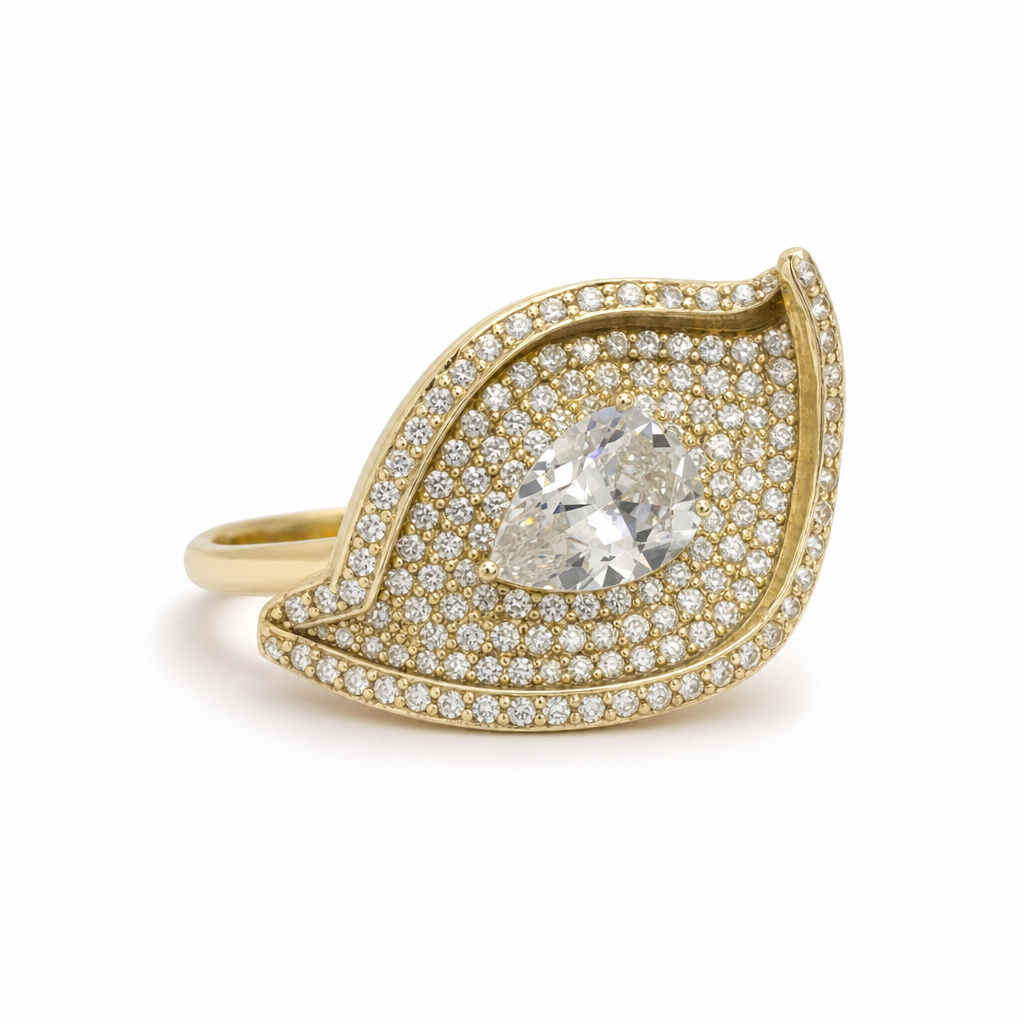 Gold Wz Round Cut Band Ring 8 — studio