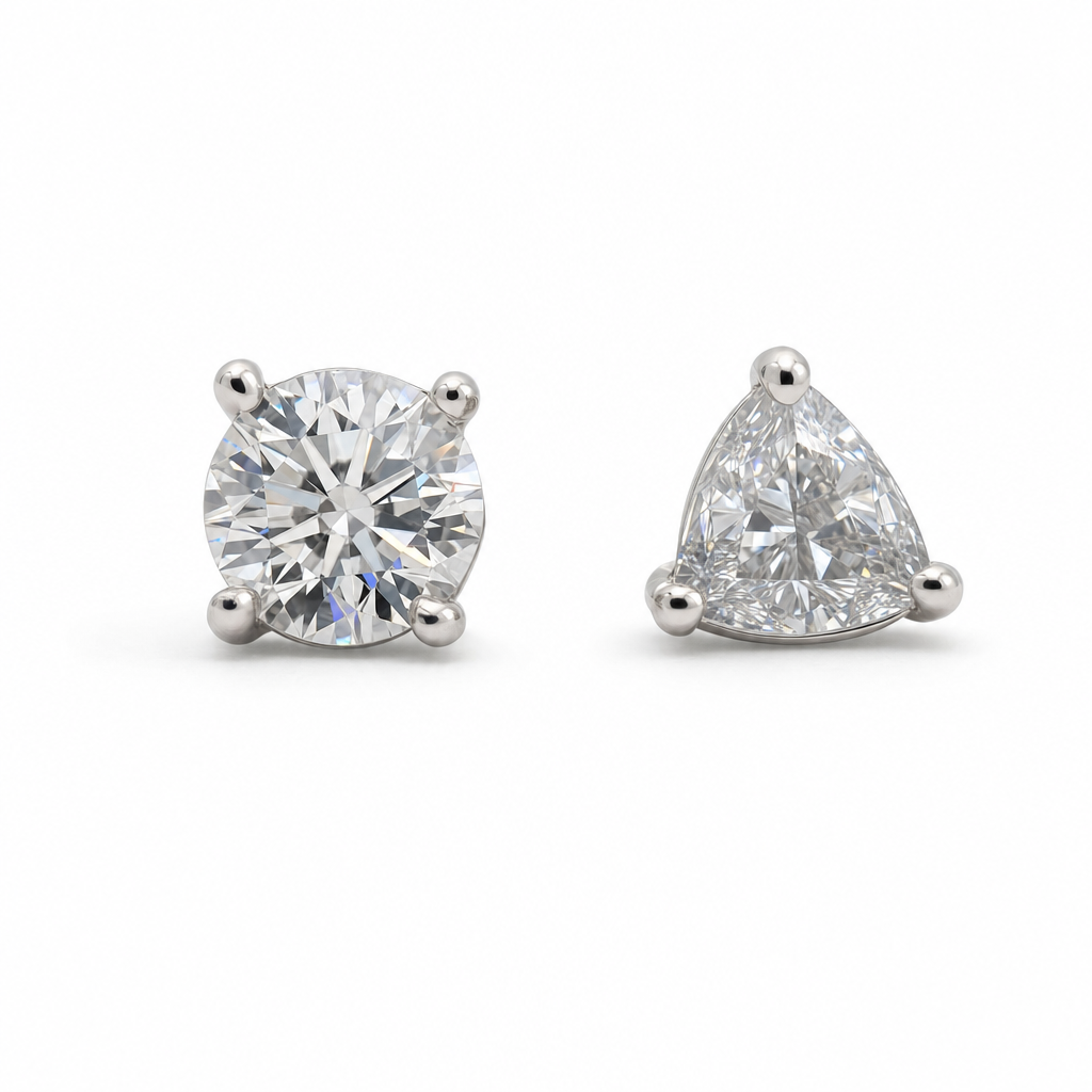 Gold Moissanite 6 5 Mm 2 Ct Round Cut Earring — studio