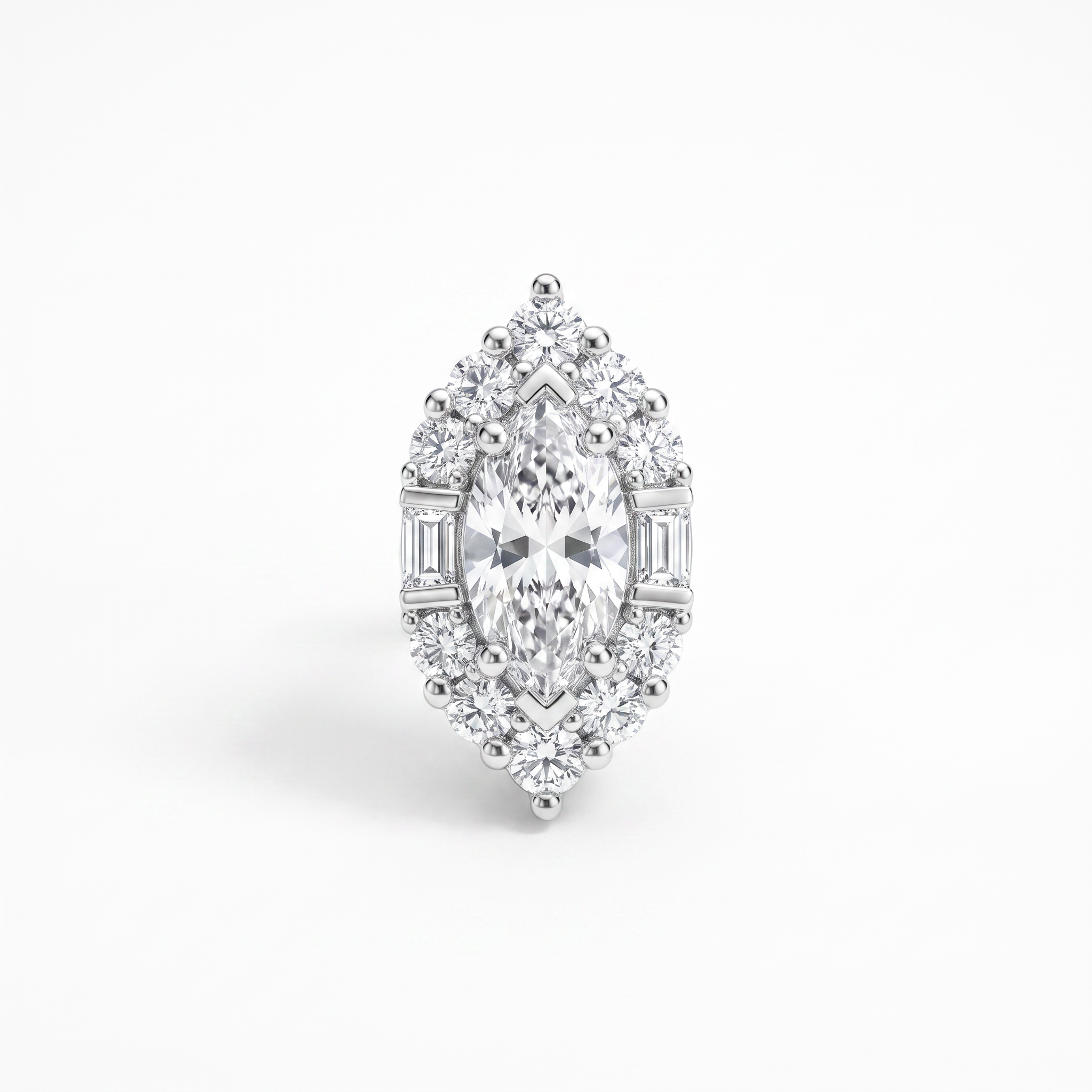 Gold Wz White Baguette Marquise Cut Earring — studio