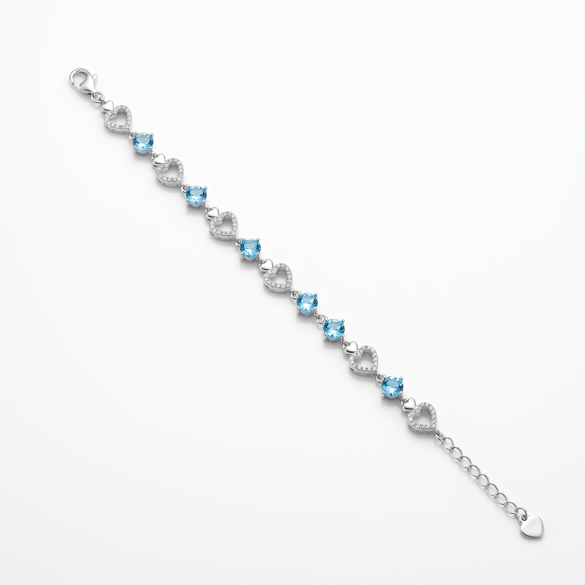 Created Aq White Wz Round Cut Heart Bracelet — studio