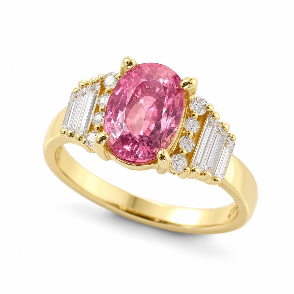 Gold Pz White Wz Baguette & Oval Cut Ring 8 — studio