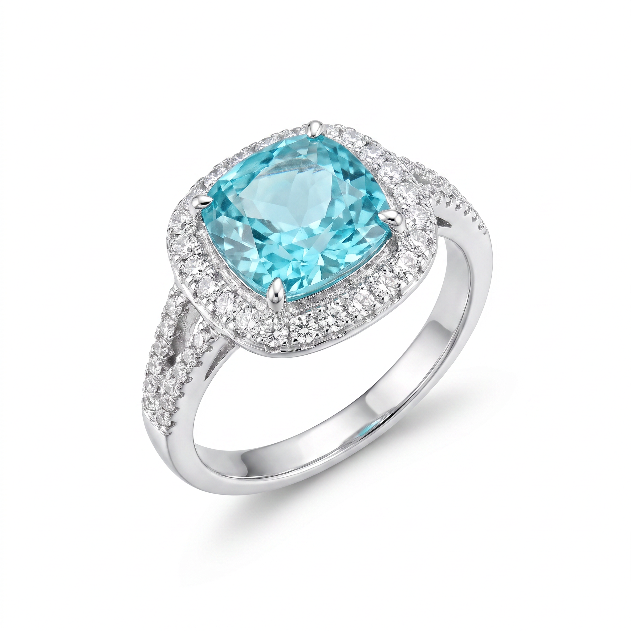 Gold Moissanite White Created Aq Cushion Cut Ring 7 — studio