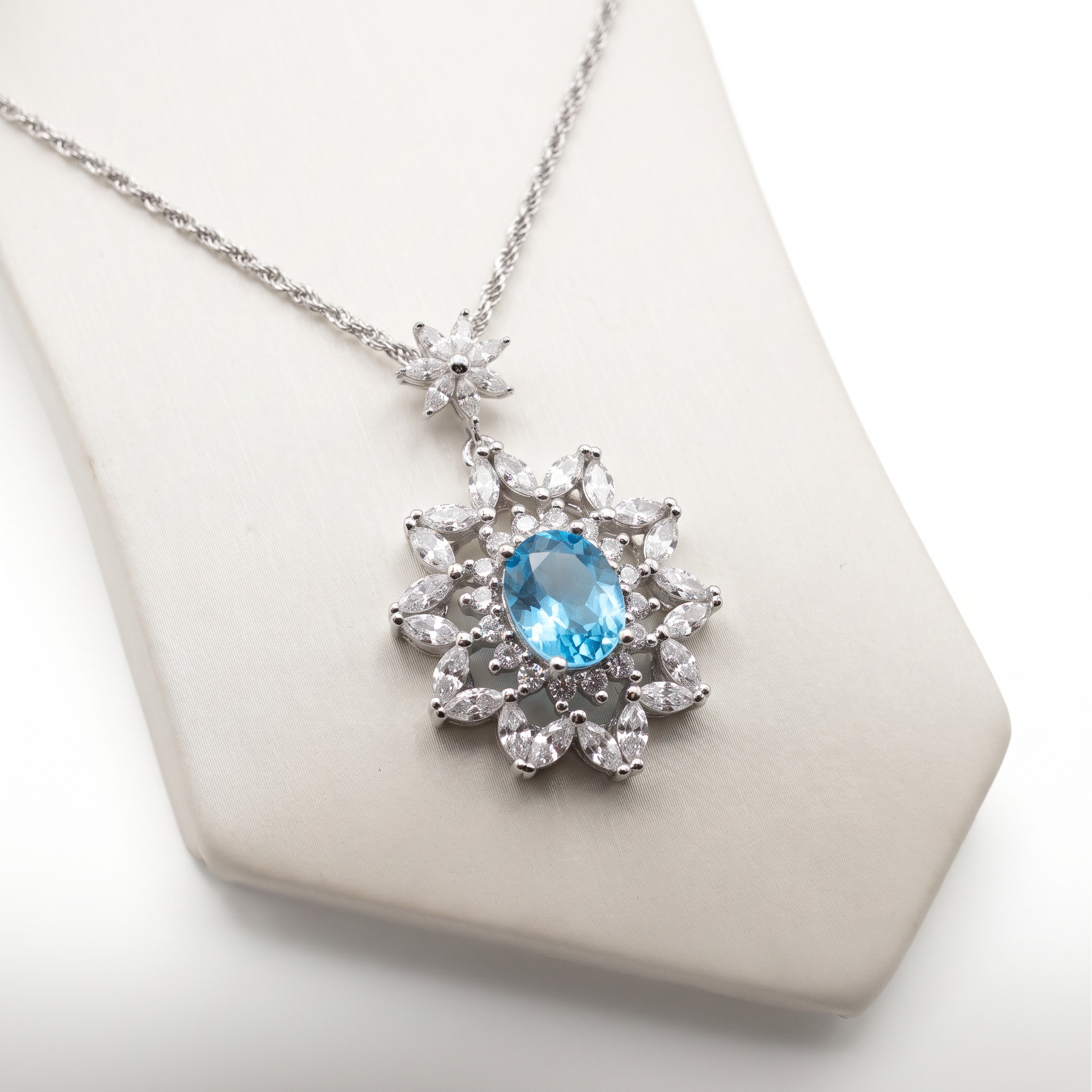 Gold Aq White Wz Oval & Marquise Cut Pendant — studio