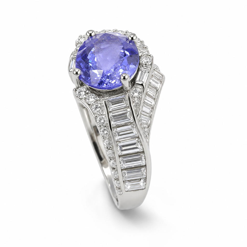 Gold Ta White Baguette Oval Cut Ring 8 — studio