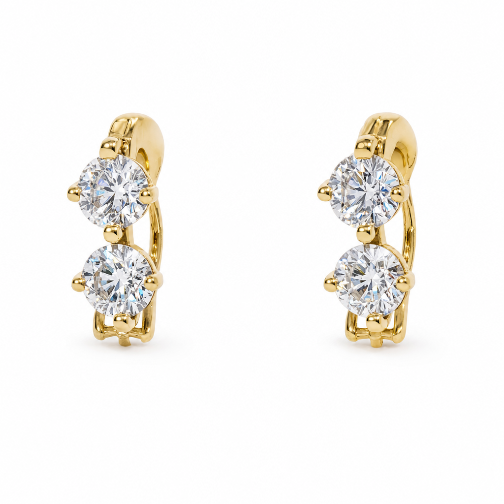 Gold Moissanite 5 Mm 2 Created Round Cut Studs Earring Gold Color — studio