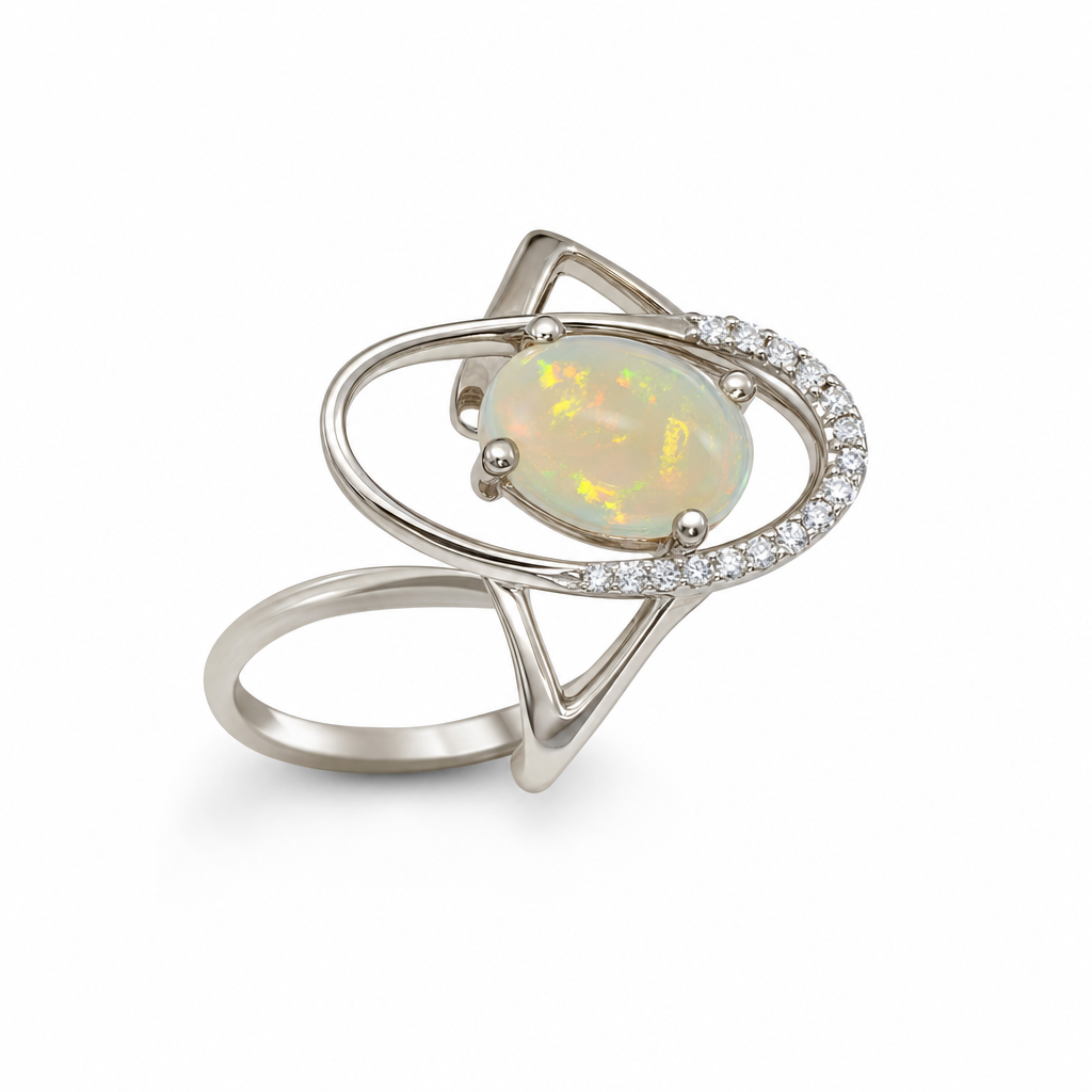 Gold Op White Wz Oval Cut Ring 8 — studio