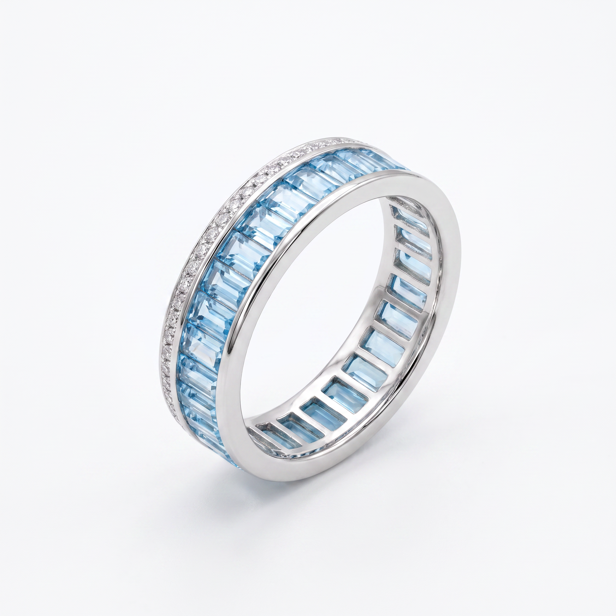 Created Aq White Wz Emerald Cut Infinity Ring 8 — studio