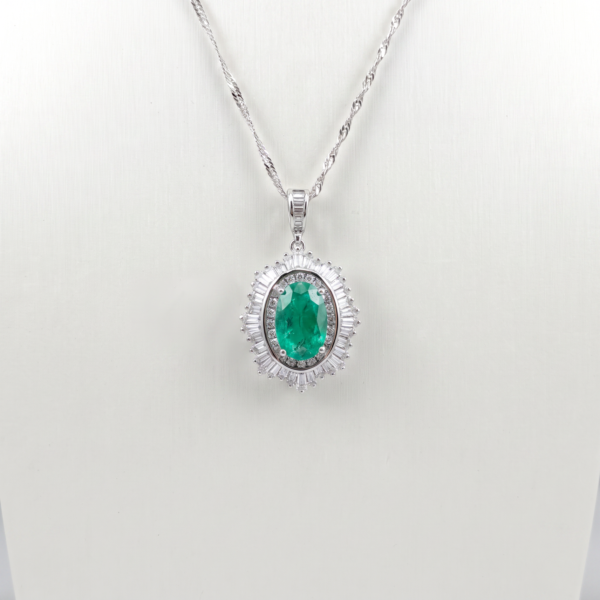 Created Em White Baguette Oval Cut Pendant — studio