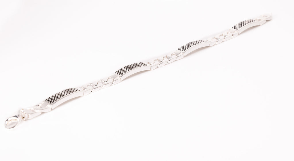 Chain Link Men’s Bracelet in Sterling Silver and Rhodium